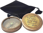 Antique Brass compass with leather carry bag go with confidently